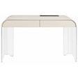 Taupe Acrylic 2 Drawer Curved Desk with USB