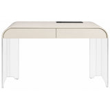 Taupe Acrylic 2 Drawer Curved Desk with USB