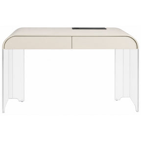 Taupe Acrylic 2 Drawer Curved Desk with USB