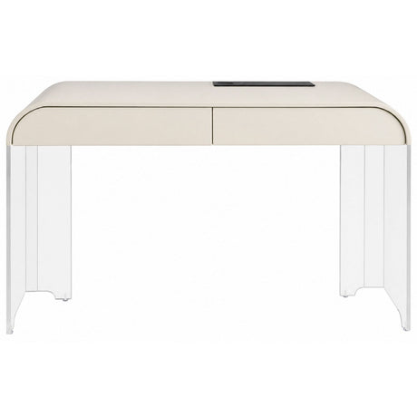 Taupe Acrylic 2 Drawer Curved Desk with USB