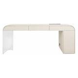 Taupe Acrylic Curved 1 Door 3 Drawer Arc Writing Desk