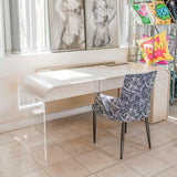 Taupe Acrylic Curved 1 Door 3 Drawer Arc Writing Desk