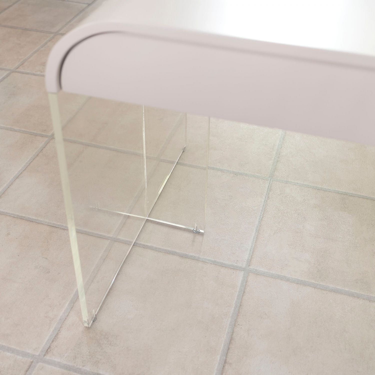 Taupe Acrylic Curved 1 Door 3 Drawer Arc Writing Desk