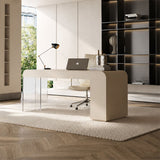 Taupe Acrylic Curved 1 Door 3 Drawer Arc Writing Desk