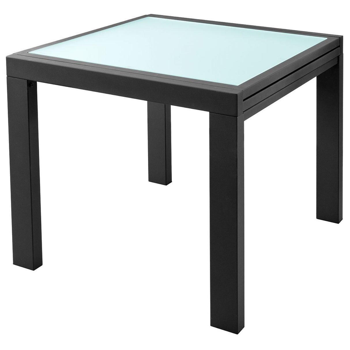 Frosted White Glass Extending Dining Table