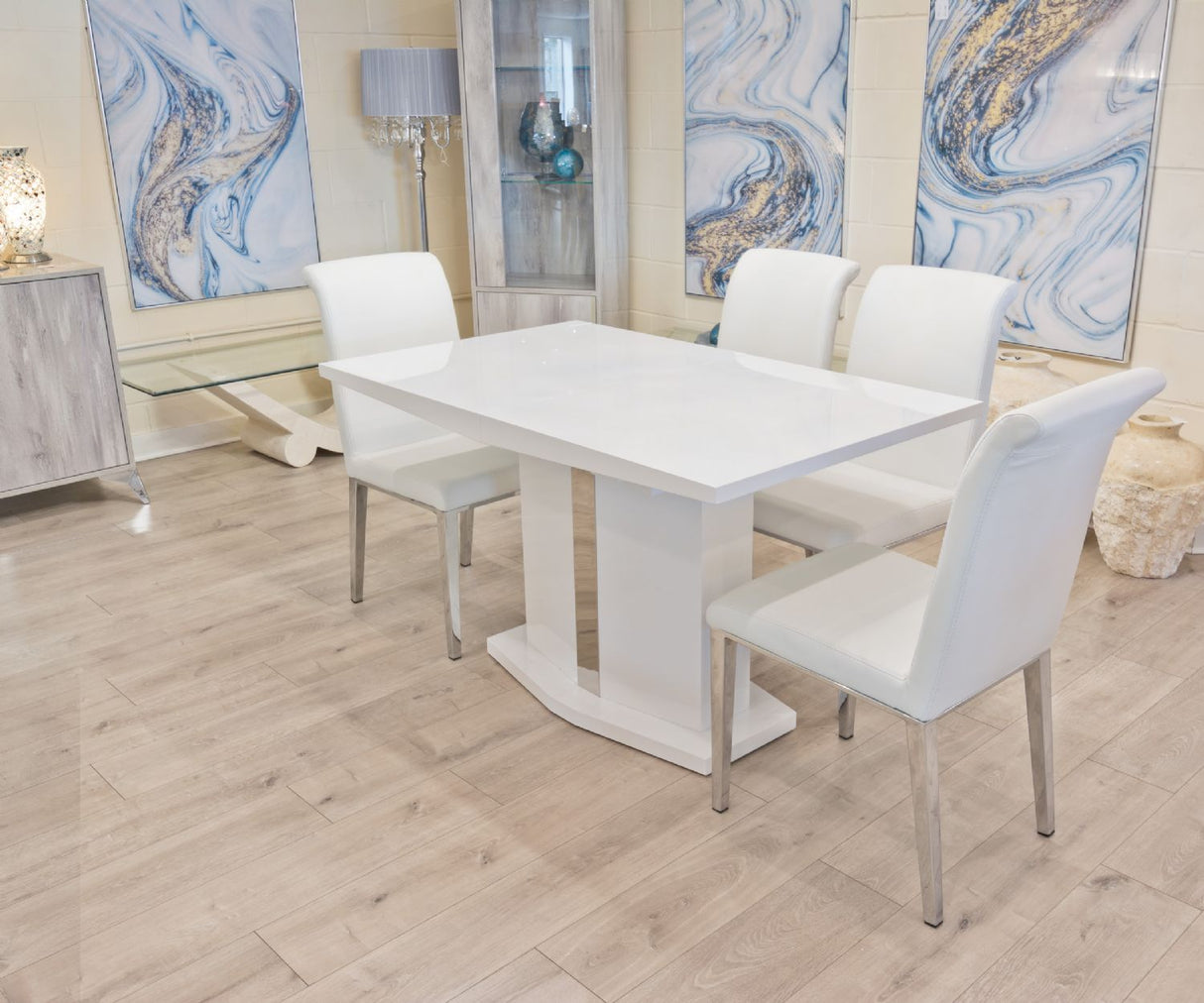 High Gloss White Extending Dining Table
