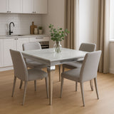 Luxury Grey Marble Top 1m Square Dining Table with Chrome Italian Style Legs