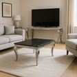 Luxury Black Marble Effect Coffee Table with Chrome Italian Style Legs