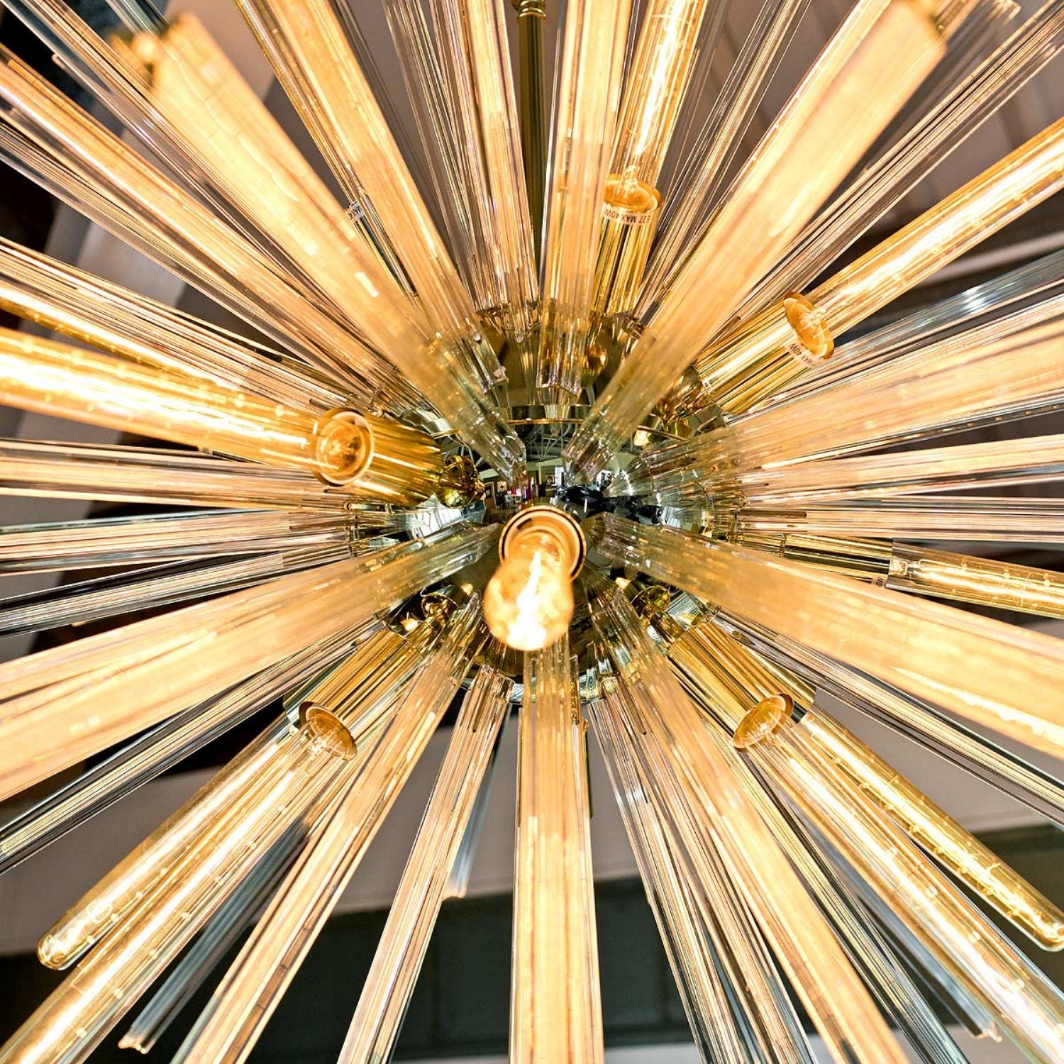 Gold Flare Glass Tubes Chandelier Ceiling Light