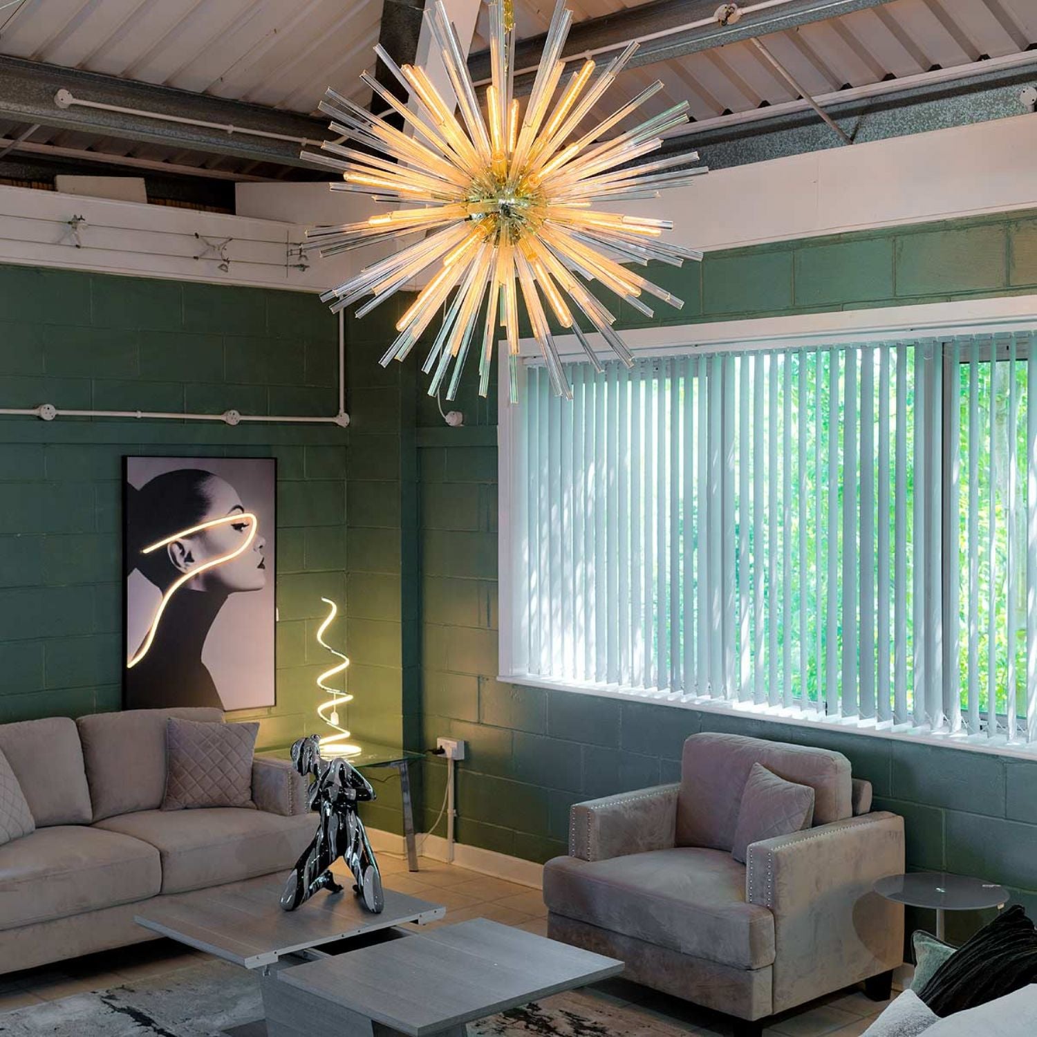 Gold Flare Glass Tubes Chandelier Ceiling Light
