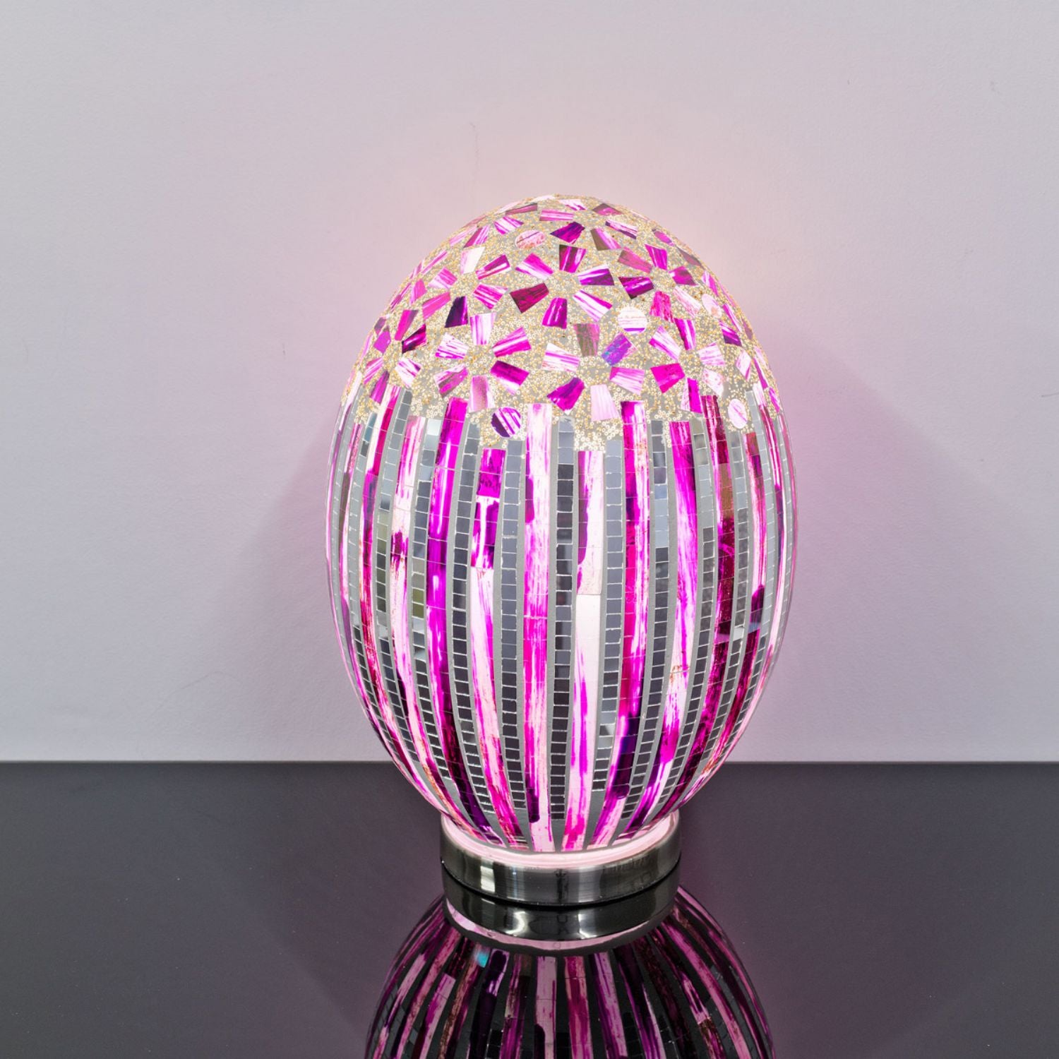 Large Mosaic Glass Egg Lamp – Rose Deco
