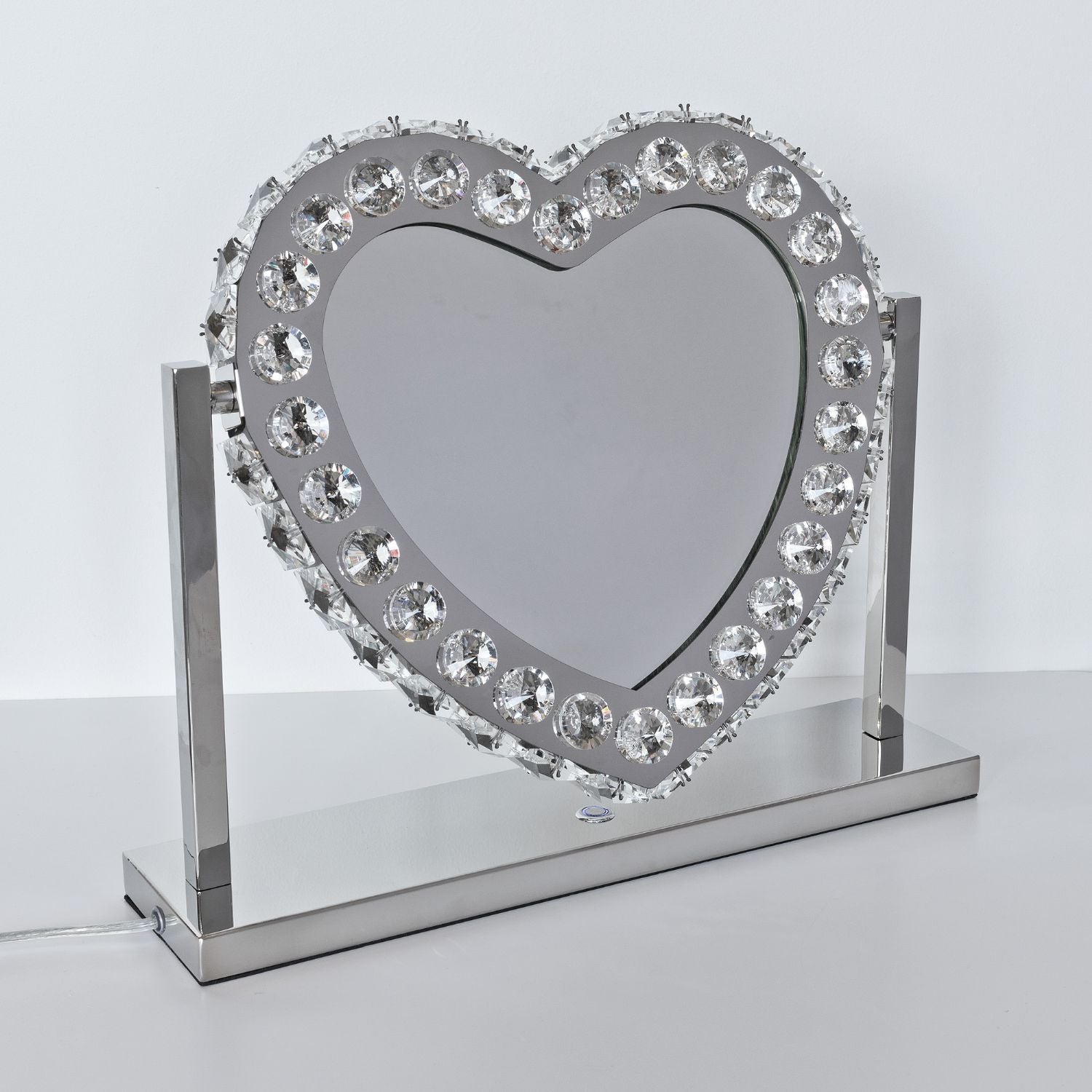 Glass Crystal Heart Light Up Mirror
