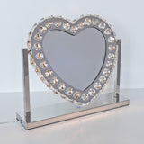 Glass Crystal Heart Light Up Mirror