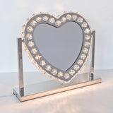 Glass Crystal Heart Light Up Mirror