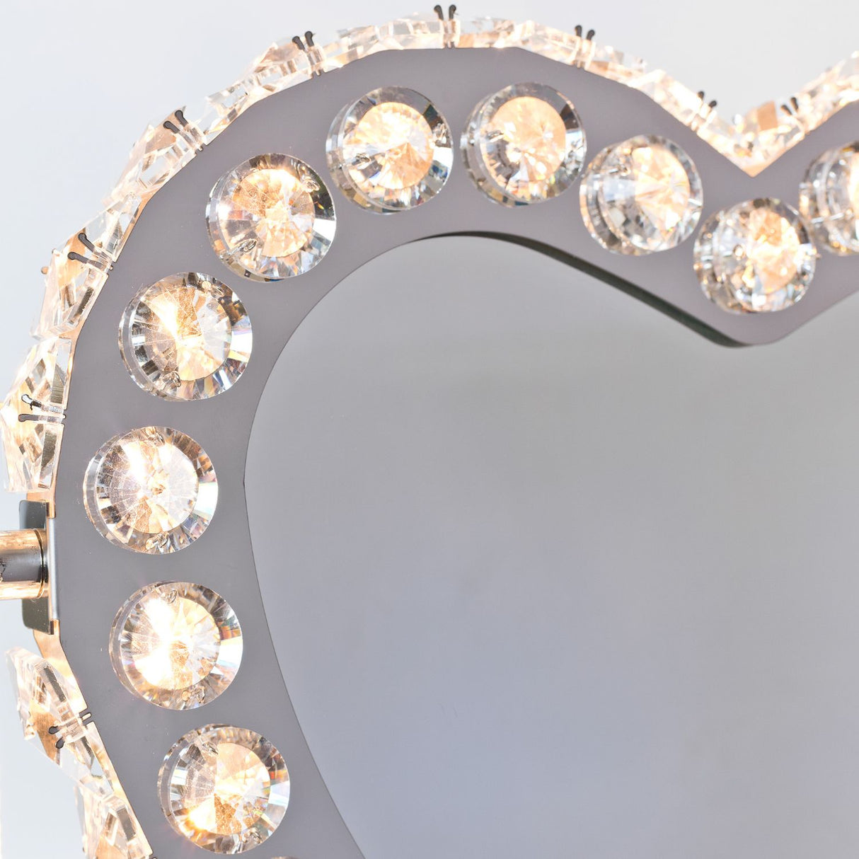 Glass Crystal Heart Light Up Mirror