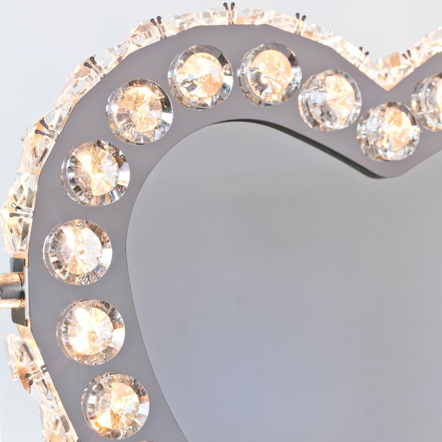 Glass Crystal Heart Light Up Mirror