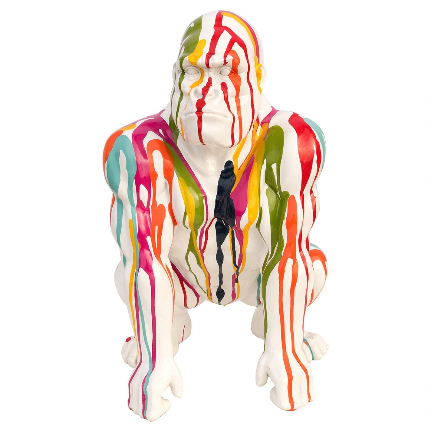 Painted White Gorilla Statuette