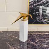 Long Tailed Tit on Tall Marble Plinth