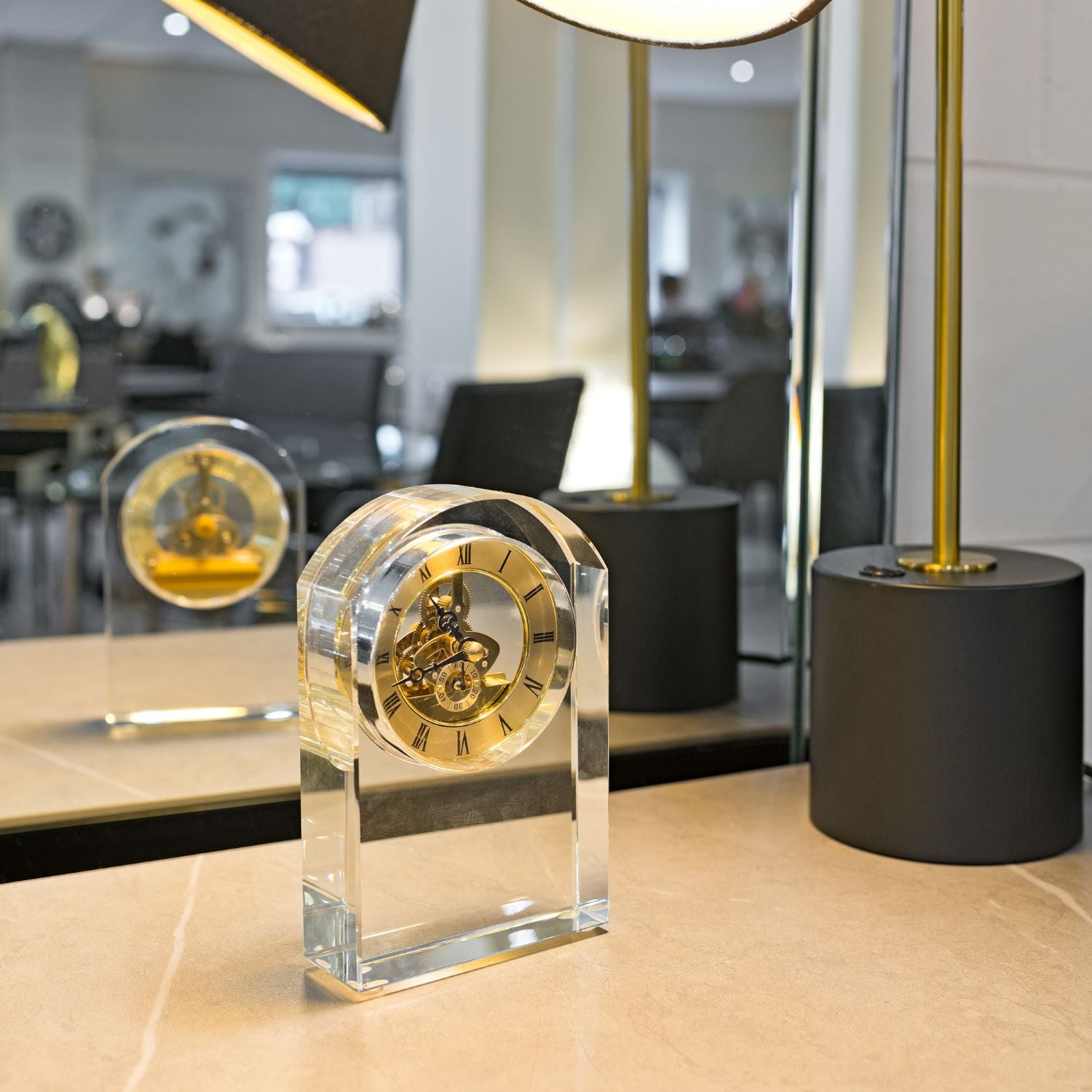 Crystal Glass Oval Mantle Clock