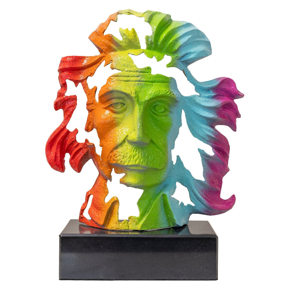 Albert Einstein Multicoloured Bust Sculpture Stone Base