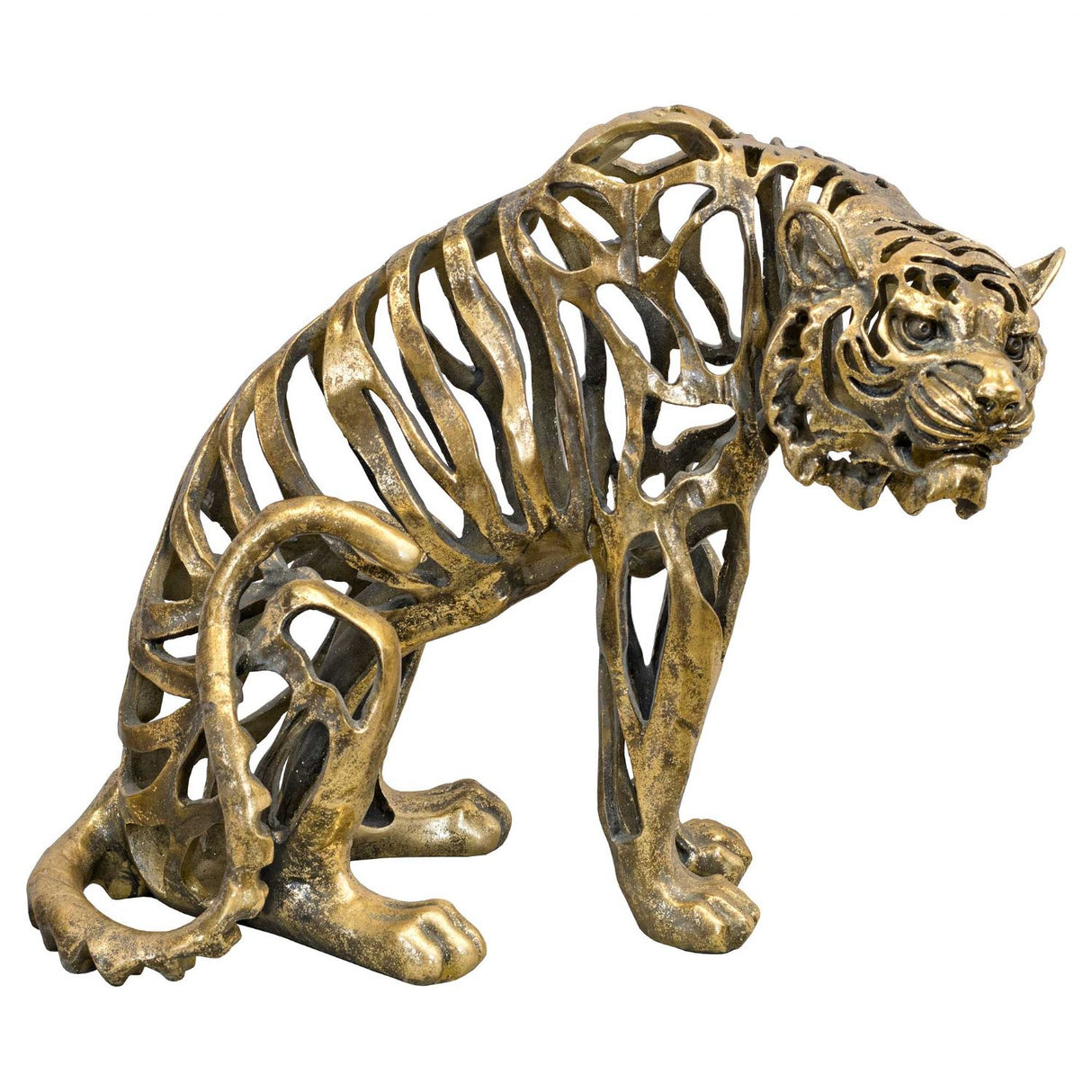Hollow Gold Tiger Statue