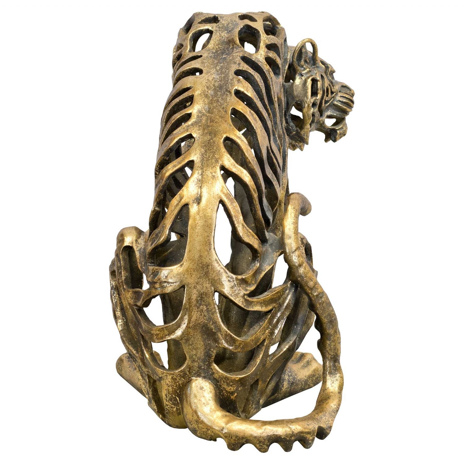 Hollow Gold Tiger Statue