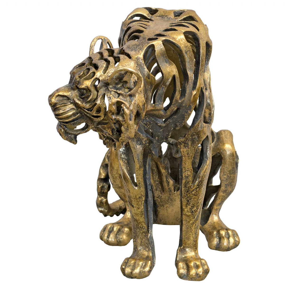 Hollow Gold Tiger Statue
