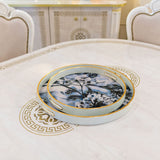 Circular Tray Set White Flower Design