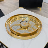Circular Tray Set Gold Leaf Design