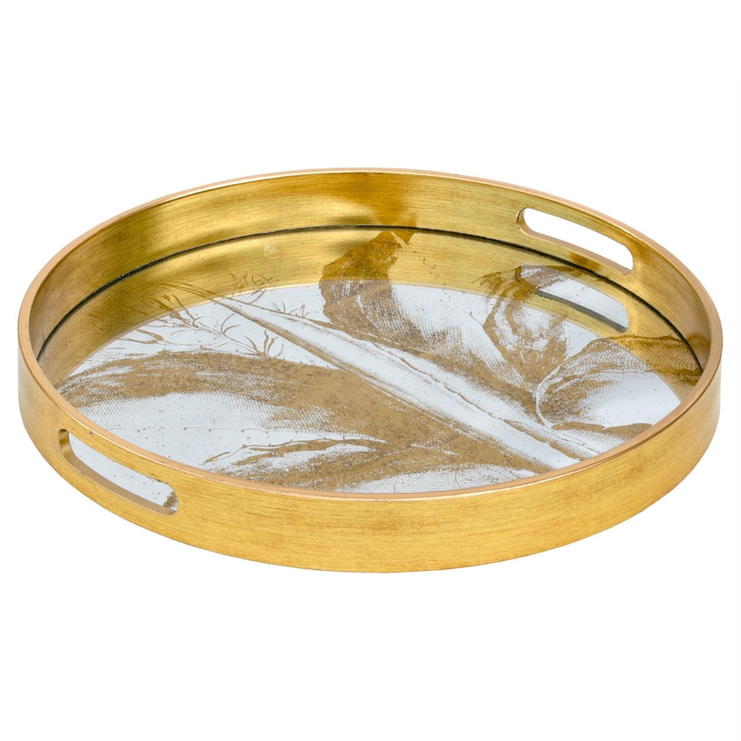 Circular Tray Set Gold Leaf Design