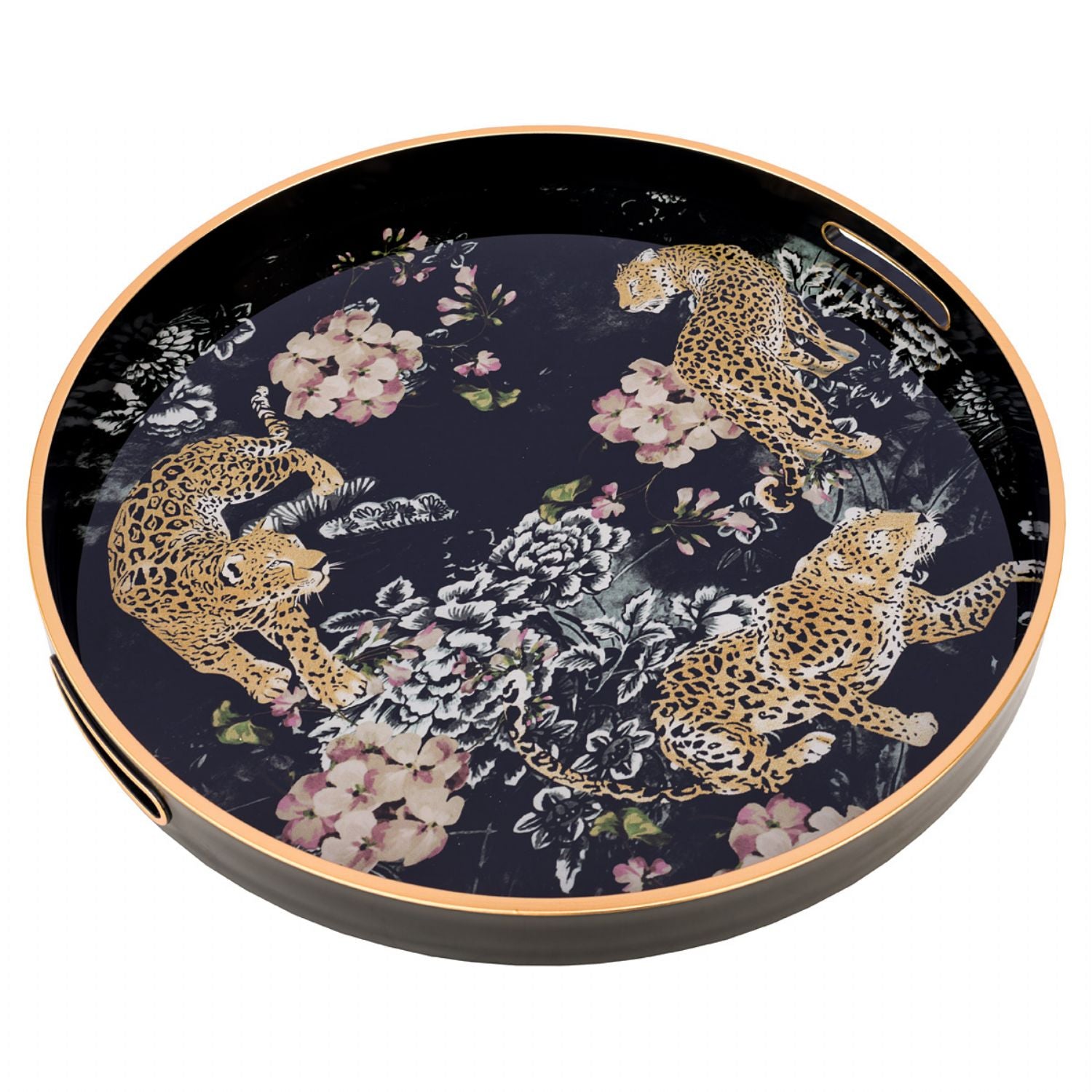 Circular Tray Set With Leopard Design