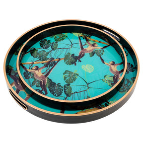 Circular Tray Set With Monkey Design