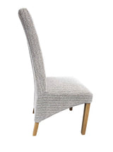 Mixed Brown Fabric Upholstered High Back Dining Chair with Oak Legs
