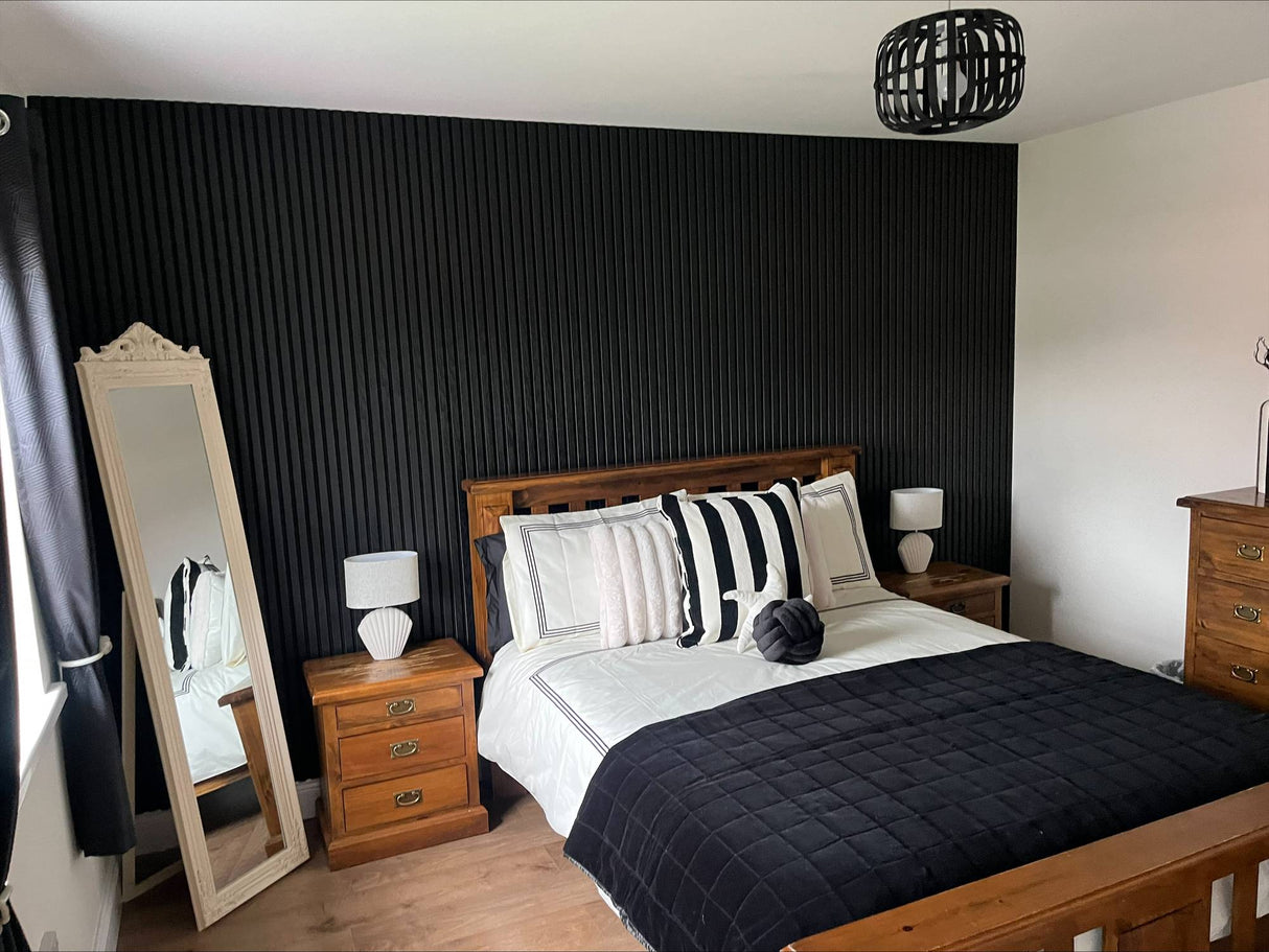 Black Slatted Acoustic Wall Panel 60 x 240cm