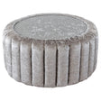 Large Glass Top Fabric Pouffe