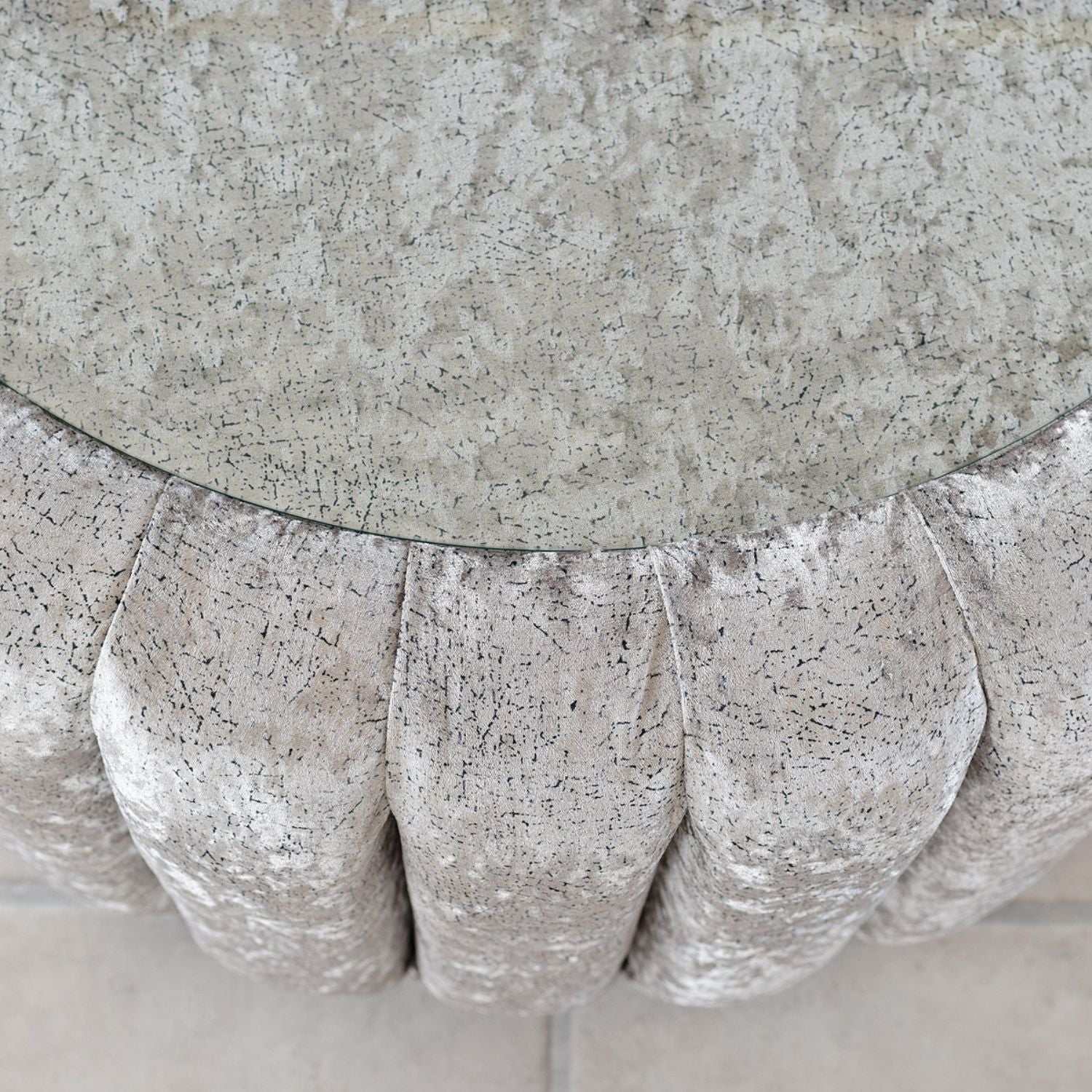 Large Glass Top Fabric Pouffe