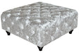 Square Silver Crush Velvet Ottoman