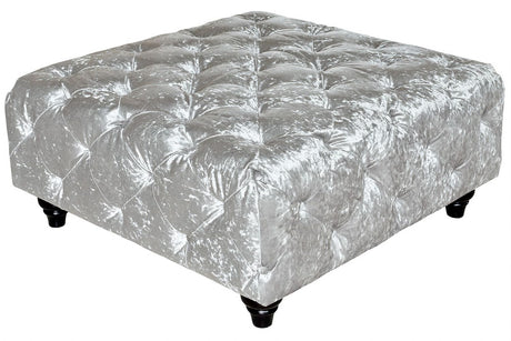Square Silver Crush Velvet Ottoman