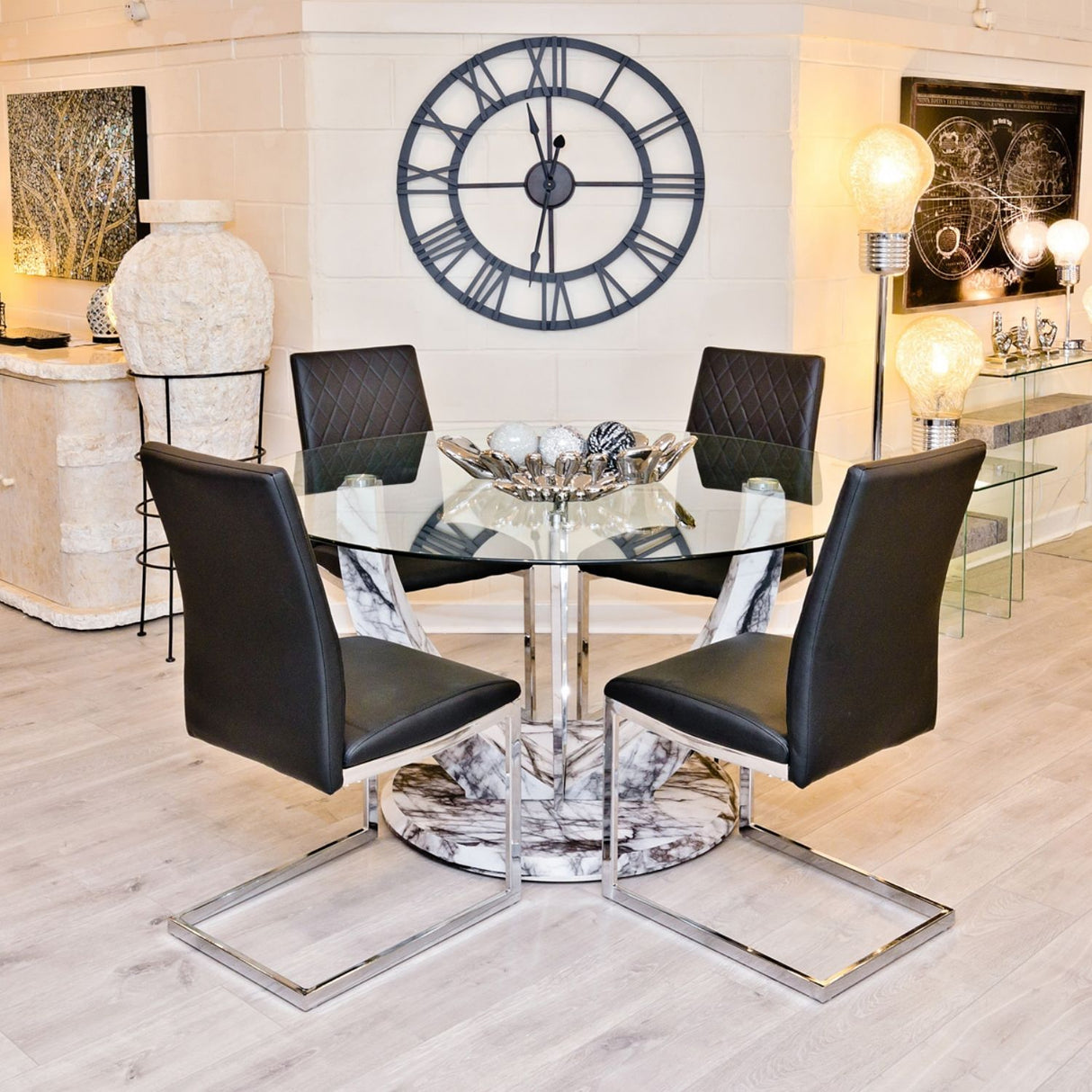 Jericho Marble Style Round Dining Table