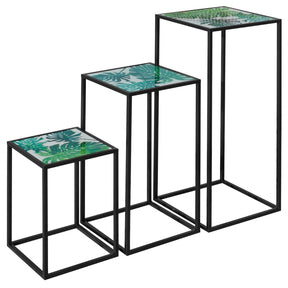 Nest of Three Tall Tables (Set of 3) – Green Leaf Top
