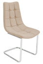 Cream Leather Chrome Buttoned Dining Chair Cantilever Legs