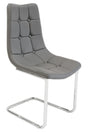 Grey Leather Chrome Buttoned Dining Chair Cantilever Legs