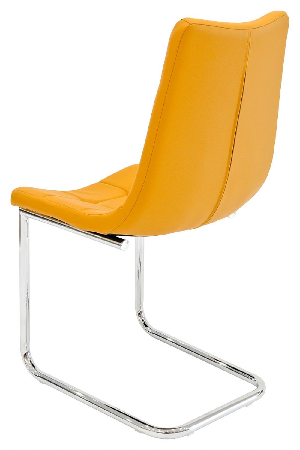 Yellow Leather Chrome Buttoned Dining Chair Cantilever Legs