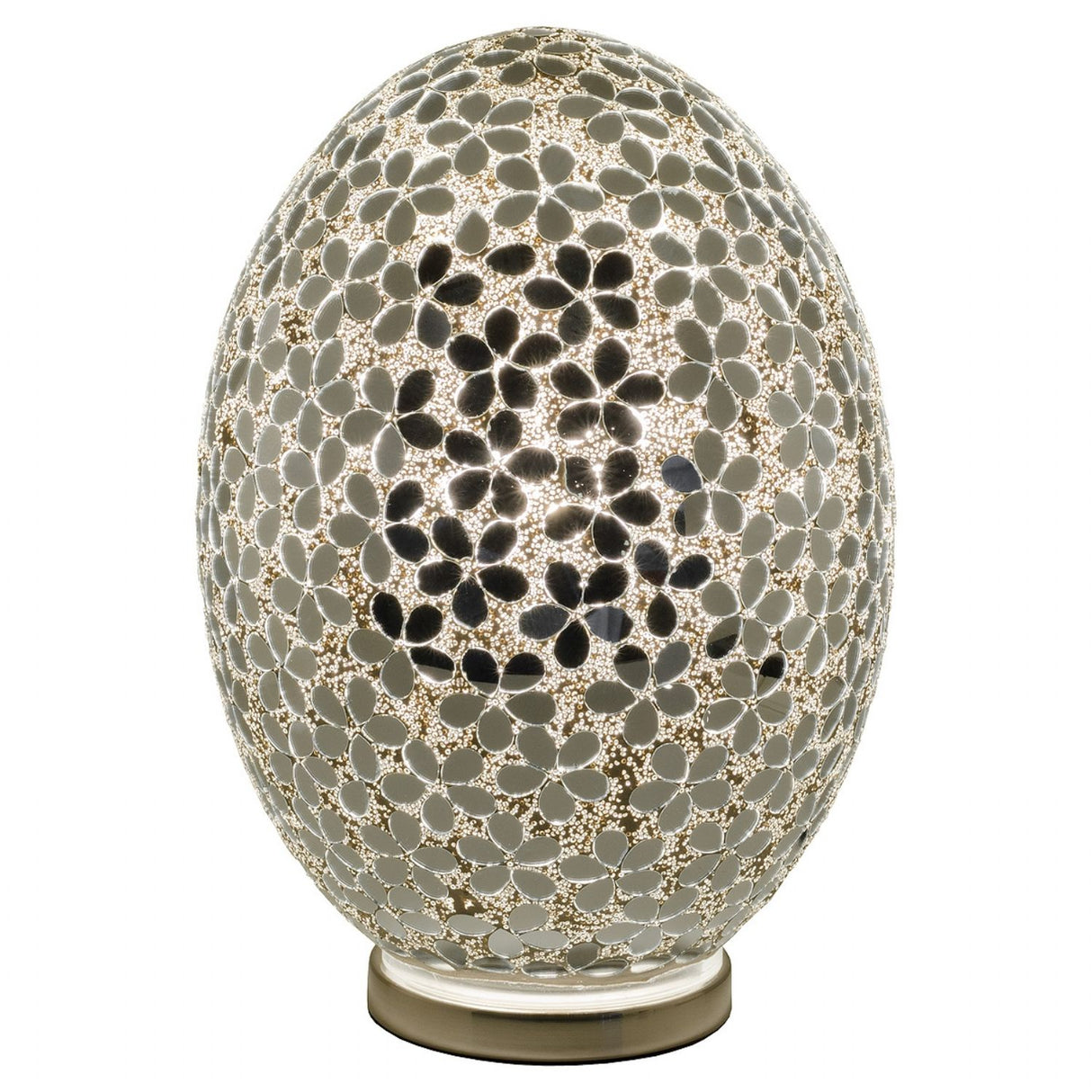 Large Mosaic Glass Egg Lamp – Mirrored Flower