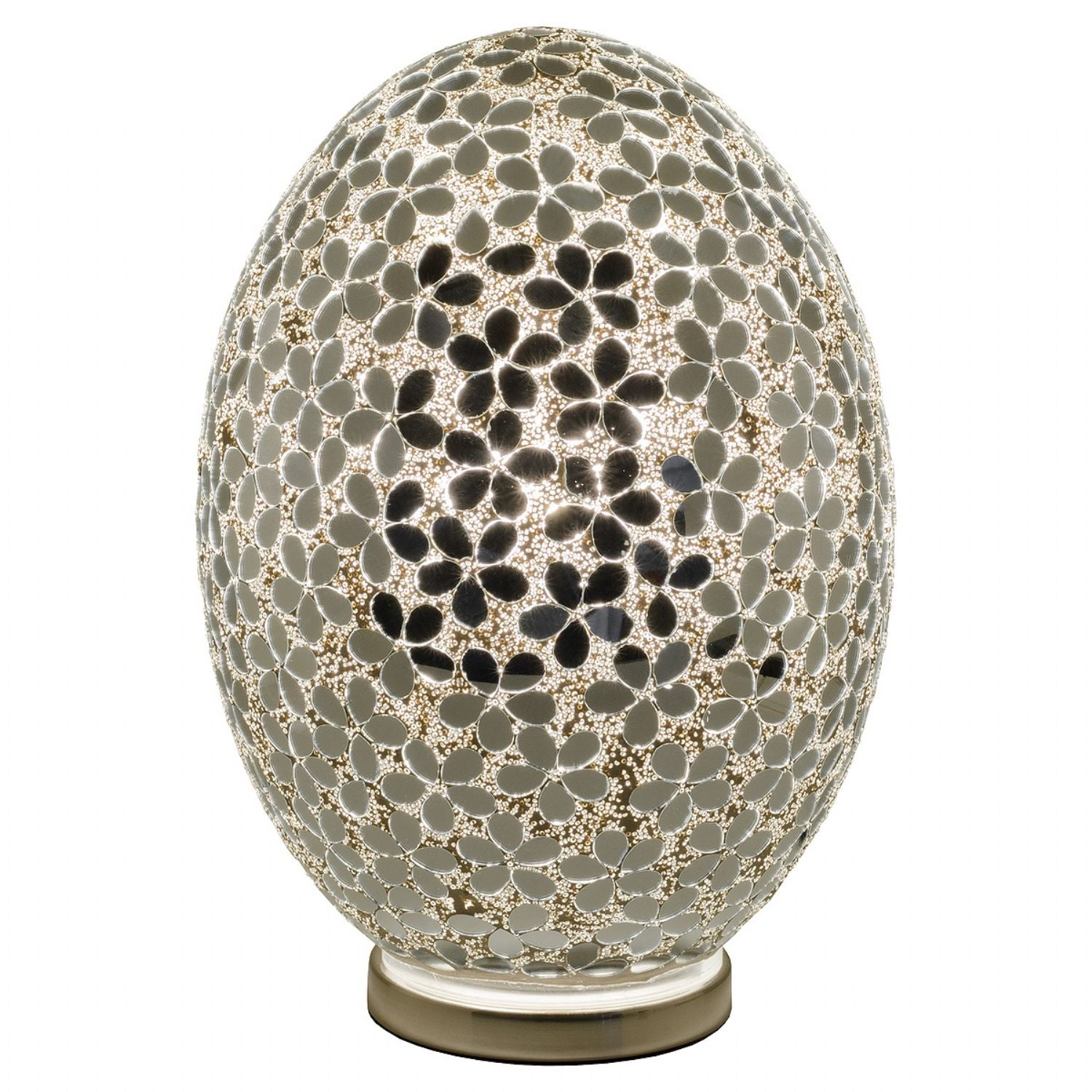 Large Mosaic Glass Egg Lamp – Mirrored Flower