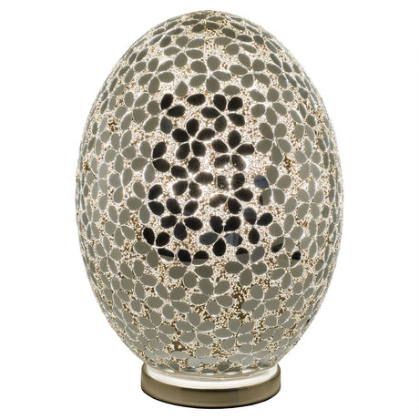 Large Mosaic Glass Egg Lamp – Mirrored Flower