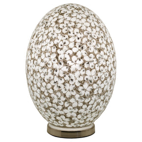 Large Mosaic Glass Egg Lamp – White Flower