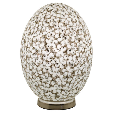 Large Mosaic Glass Egg Lamp – White Flower