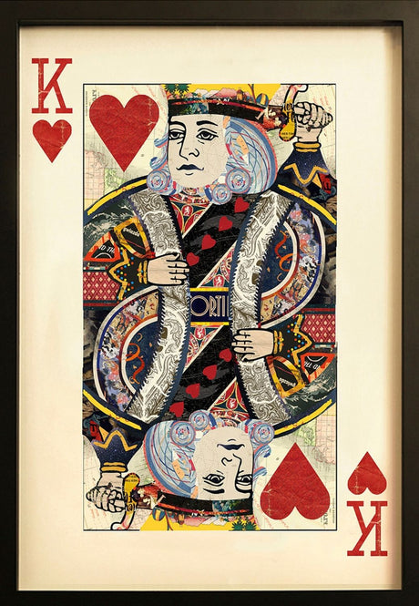King of Hearts Playing Card Collage Wall Art