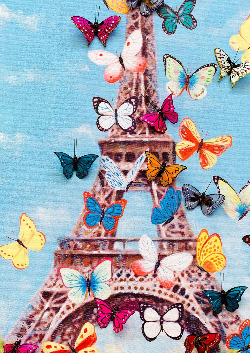 Eiffel Tower & Butterfly 3D Canvas Wall Art